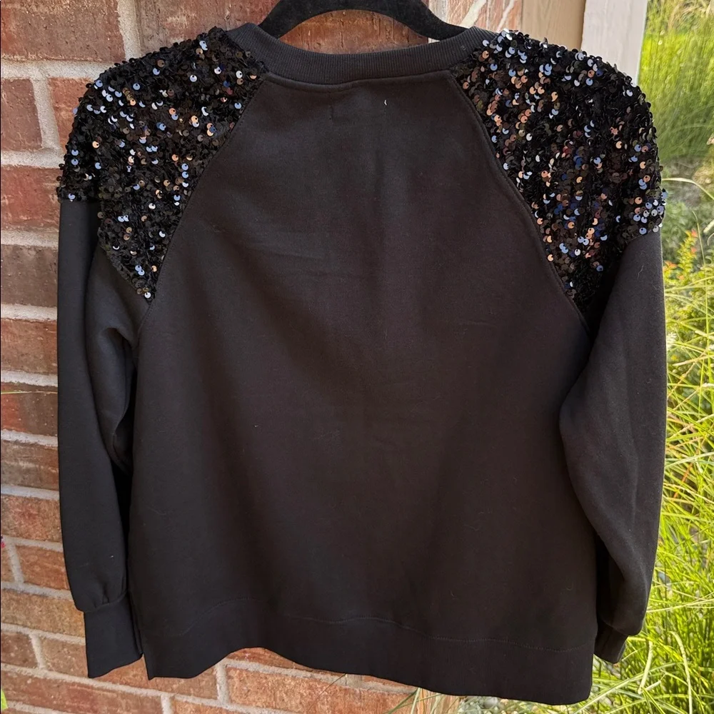 Maurices Ladies M Black Sequin Shoulder Sweatshirt NWT